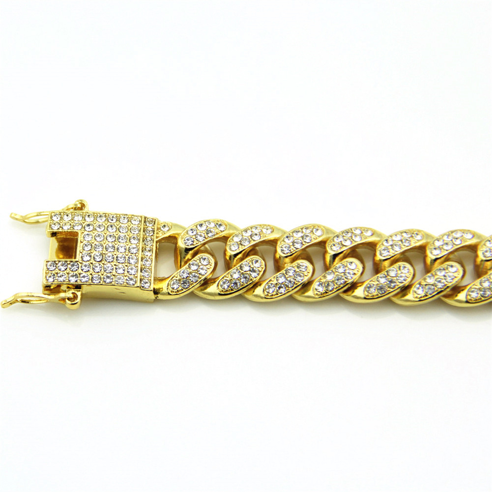 Hip Hop Iced Out Bling CZ Men Bracelet fashion 18 20cm long Miami Cuban Link bracelets male Hiphop jewelry gifts