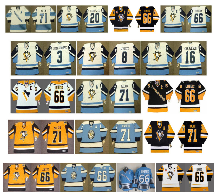 Vintage Pittsburgh Penguins Jerseys 20 AB McDONALD 3 STACKHOUSE 8 SCHULTZ 16 DEREK SANDERSON 71 Evgeni Malkin 66 Mario Lemieux CCM Hockey, Black;red
Vintage Pittsburgh Penguins Jerseys 20 AB McDONALD 3 STACKHOUSE 8 SCHULTZ 16 DEREK SANDERSON 71 Evgeni Malkin 66 Mario Lemieux CCM Hockey, Black;red