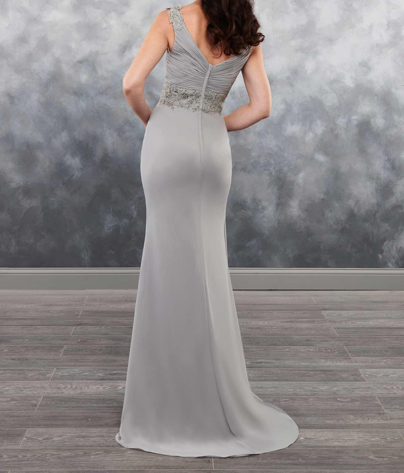 Silver Gray Bridesmaid Dresses with Wrap a little mermaid Floor Length Bridesmaid Dresses Pleats Chiffon with Lace Applique