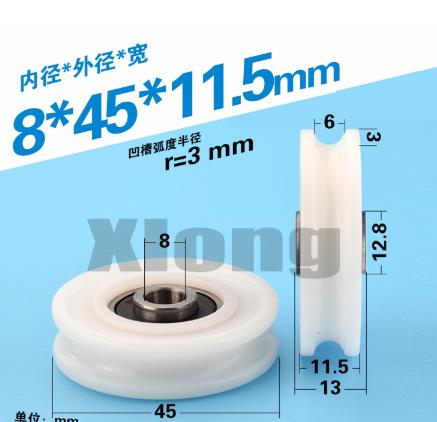 4pcs 8 * 45 * 11.5mm u-groove plastic coated nylon rope 6mm diameter threaded pulley bearing
4pcs 8 * 45 * 11.5mm u-groove plastic coated nylon rope 6mm diameter threaded pulley bearing