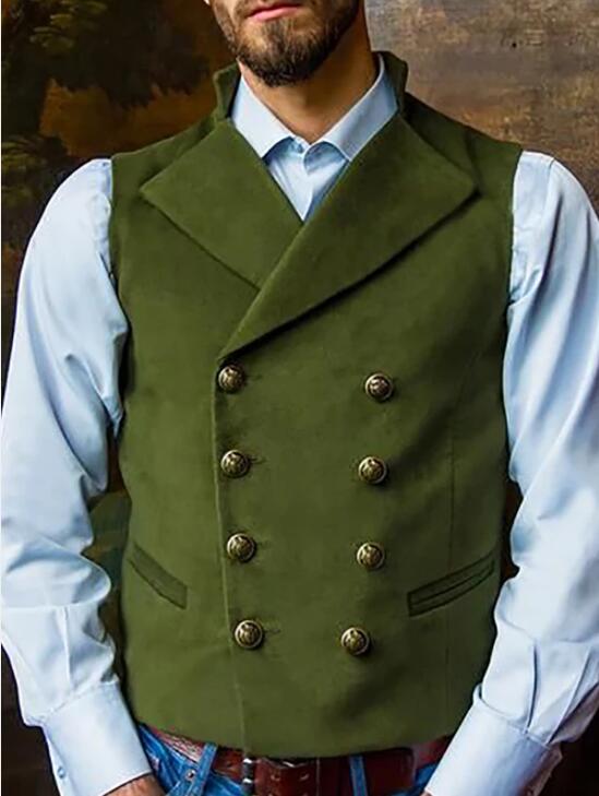 Rustic Groom Vests Attire For Wedding Groomsmen Double Breasted Wool Herringbone Tweed Slim Fit Mens Suit Vest Prom Dress Waistcoat 242