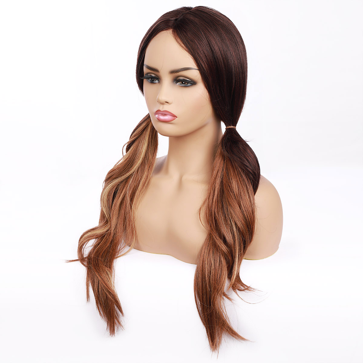 Ombre Color Wigs 613 Blonde Color Purple Body Wave Hair Wigs 2# 27# Blue High Heat Resistant Fiber Hair Silky Straight Lace Wigs For Women