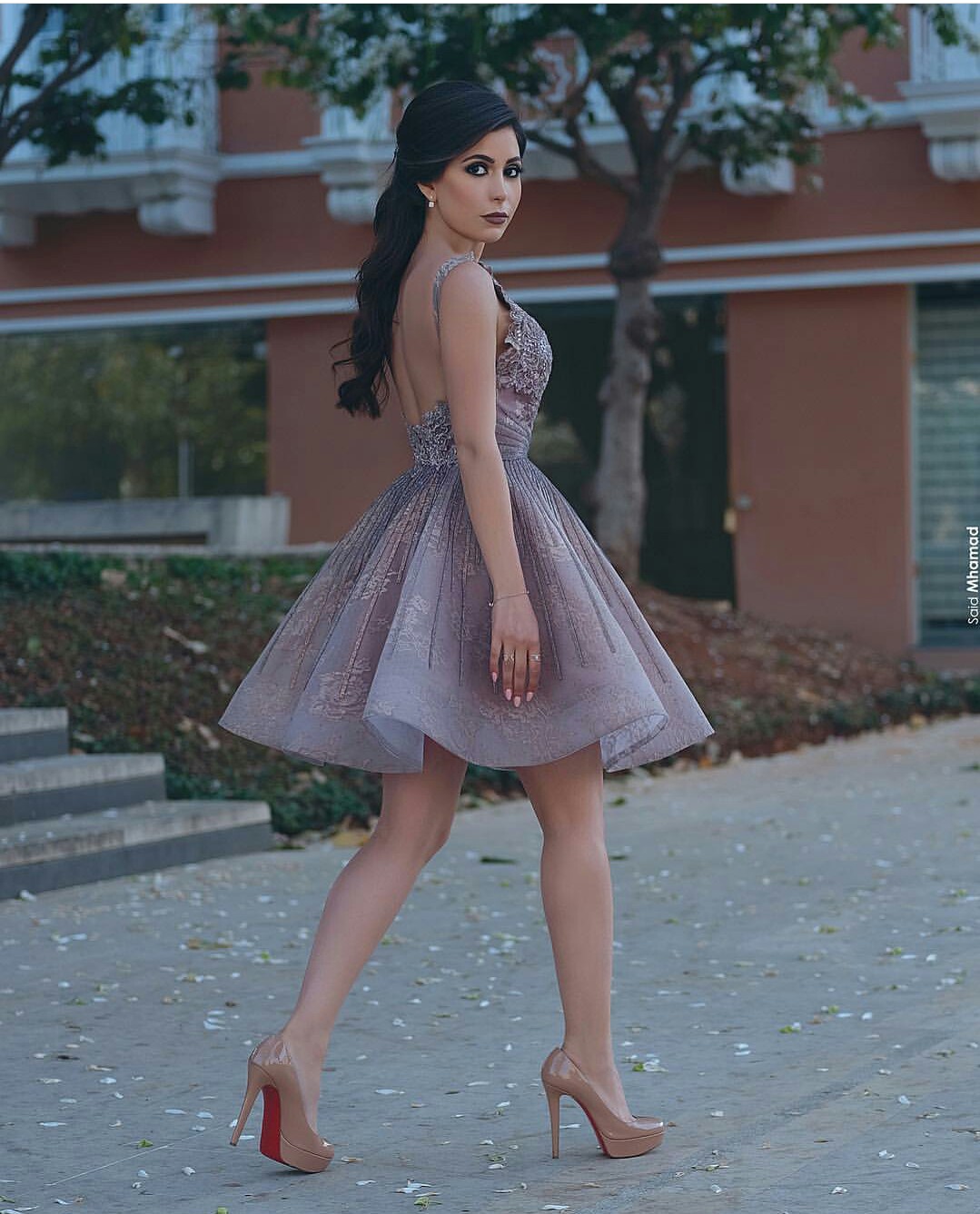 2019 Beaded Short Prom Dresses Bateau Neck A Line Lace Appliqued Mini Cheap Evening Dresses Arabic Formal Party Gowns Custom Made