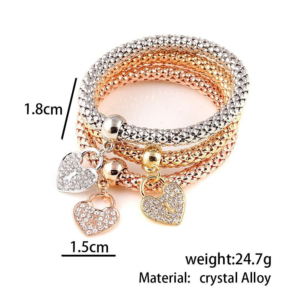 13style Elastic Crystal Bracelet Set Heart Key lock Crown Tree of Life Skull Elephant owl Charm Bangle For Women Men Fashion Jewelry Bulk
