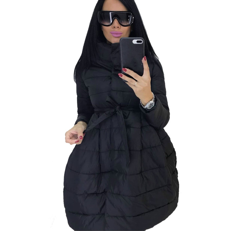 Winter Coat Women Skirt Parka Fashion Bowknot Waist Medium Long Stand Collar Cotton Padded Warm Jacket Chaqueta Mujer Invierno, Black
Winter Coat Women Skirt Parka Fashion Bowknot Waist Medium Long Stand Collar Cotton Padded Warm Jacket Chaqueta Mujer Invierno, Black