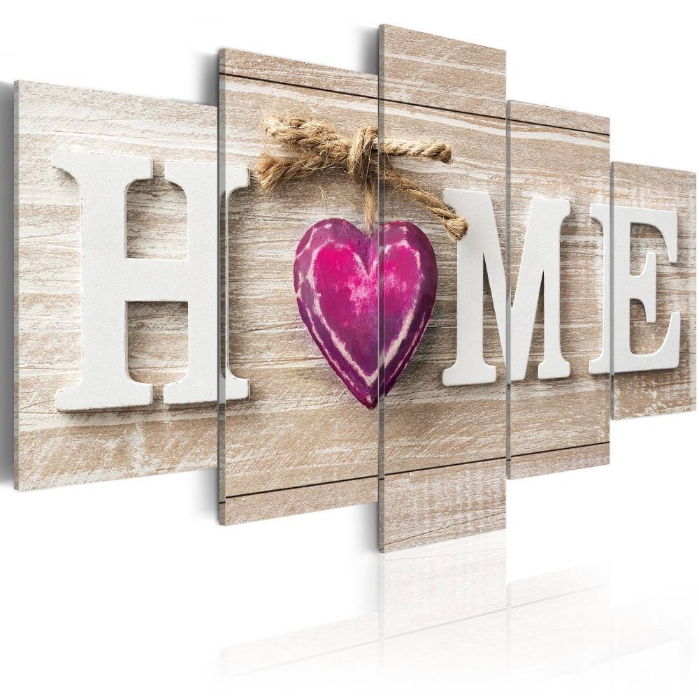 Unframed 5pcs/set Wall Art Oil Painting on Canvas Home Red Heart Printed Pictures Decor Painting for Bedroom and Living Room