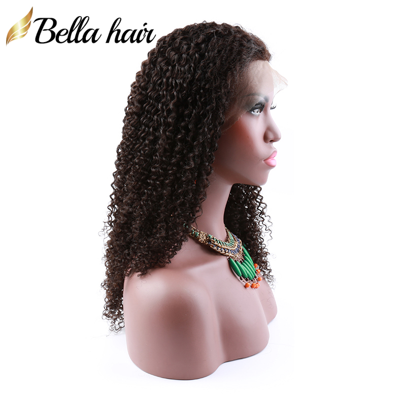 Remy Human Hair Full Lace Wig Kinky Curly Mongolian Virgin Glueless Lace Front Wigs Medium Cap with Combs Natural Color