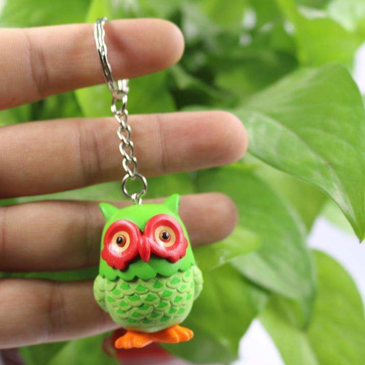 Owl Keychain Bag Car Key Chain Cute Animal Bird Pendant Figure Keyring Birthday Gift 4 Colors Mix 24pcs/Lot Wholesale