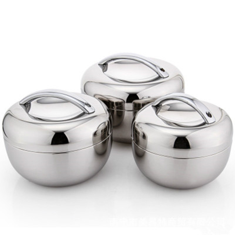 Double Wall Stainless Steel apple Lunch Box picnic box with handle Thermos Food Container 800ml,1l,1.3l Tableware Dinnerware set C18112301