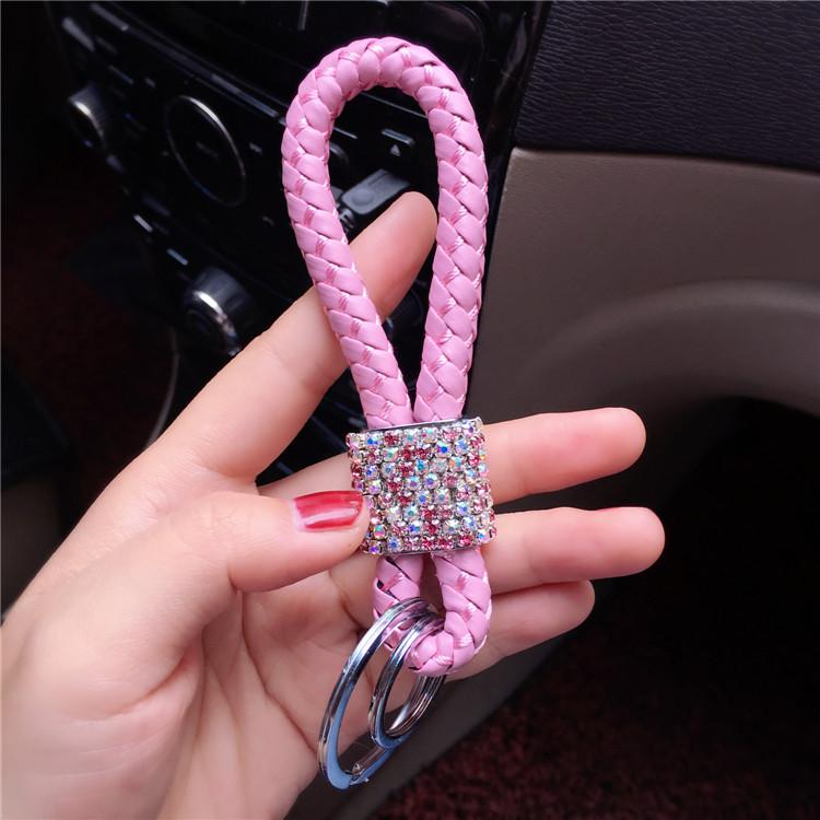 New Creative Rhinestone Keychain Car Key Pendant Double Ring Men And Women Waist Chain Ring Couple Charm Keyring Holder