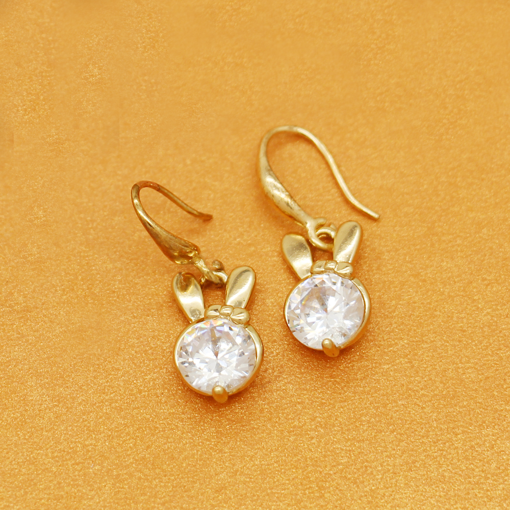 Hot Animal Style Bow Bow Rabbit Crystal Drop Earrings