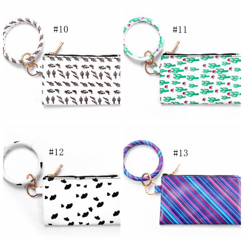 Wristlet Bags Bangle Keyring PU Leather Wristlet Keychain Bracelets Hanging Change Purse Phone Bag Women Girls Christmas Jewelry 10pcsDW4824
