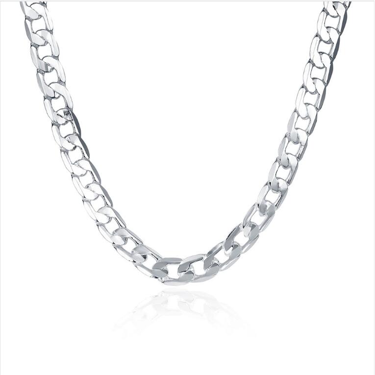 Brand new 10MM half sideways sterling silver plate necklace STSN005,hot sale fashion 925 silver Chains necklace factory direct sale