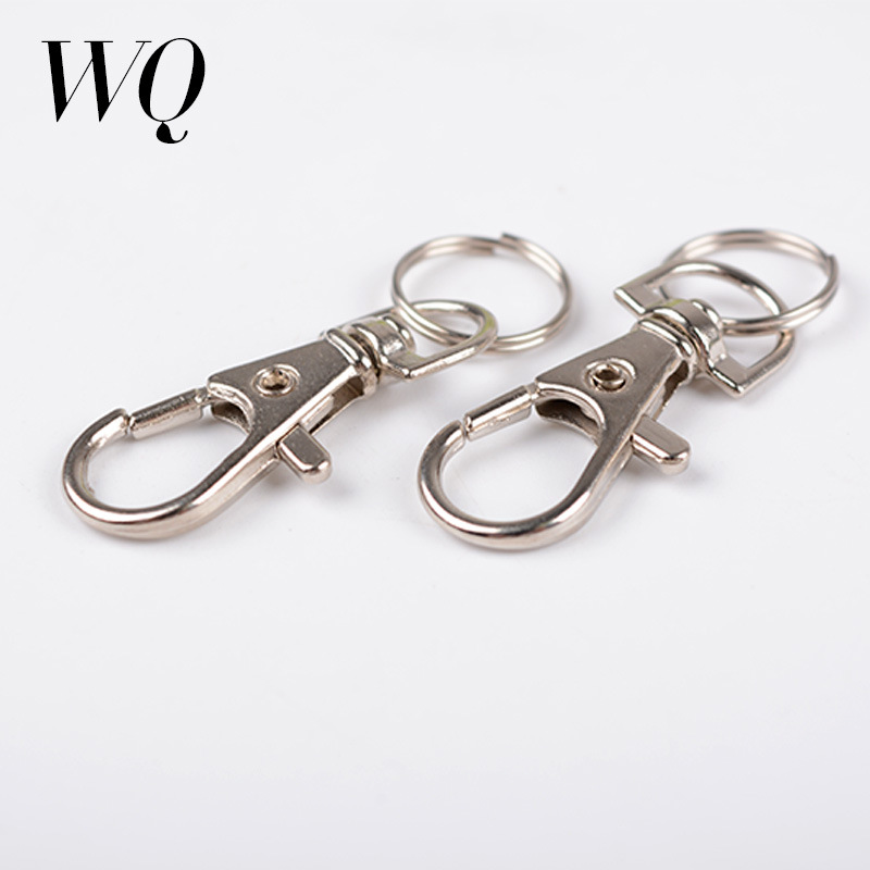 100pcs Wholesale Silver Color Rhodium Lobster Clasp Clips Key Hook Keychain Split Key Ring Findings Clasps DIY Keychains Making