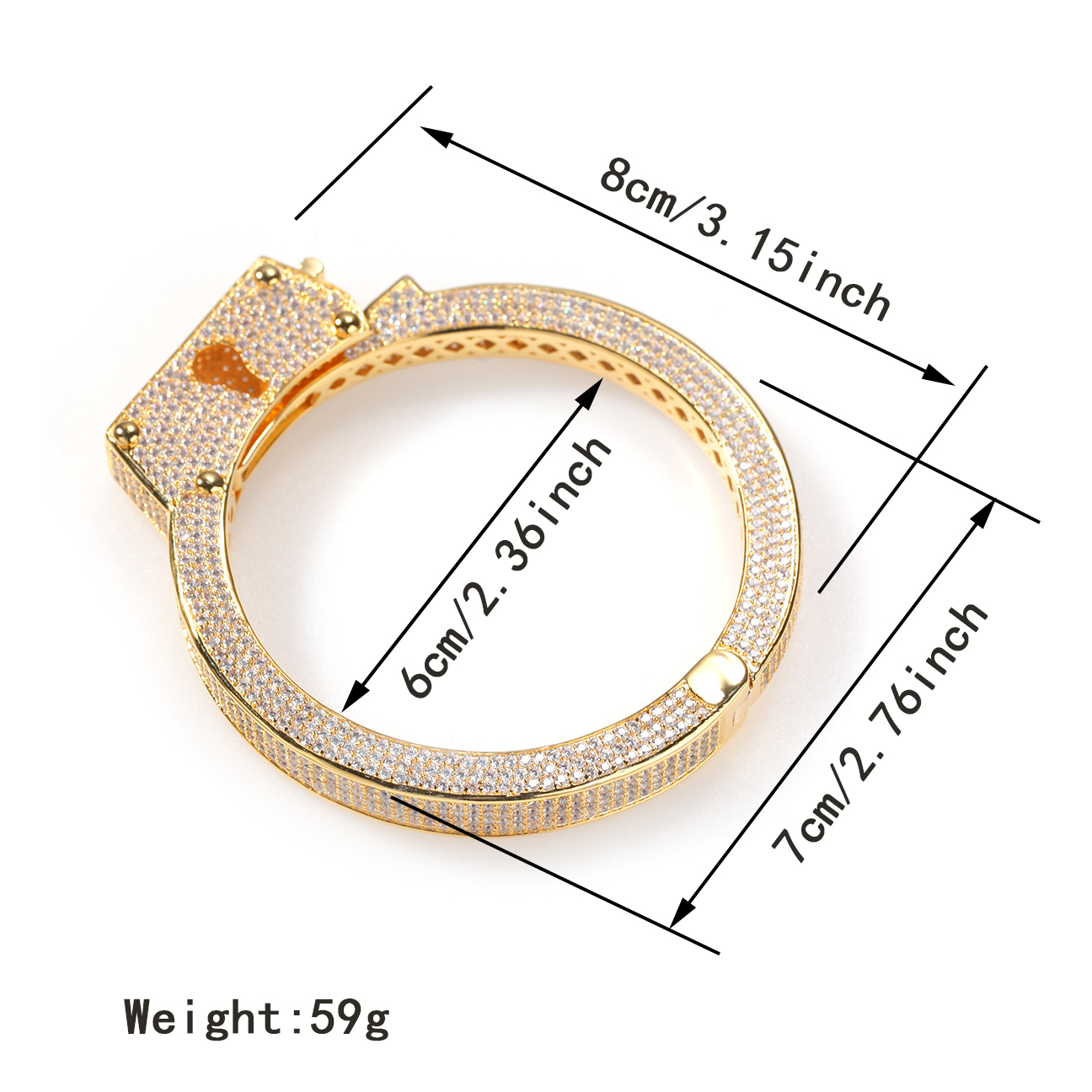 Wolf Tide Iced Out Cubic Zirconia Handcuff Bangle Bracelet Real Gold Plated Lovers Hip Hop Punk Rock Bling CZ Stone Openc Cuff Bangles Jewelry Gifts f