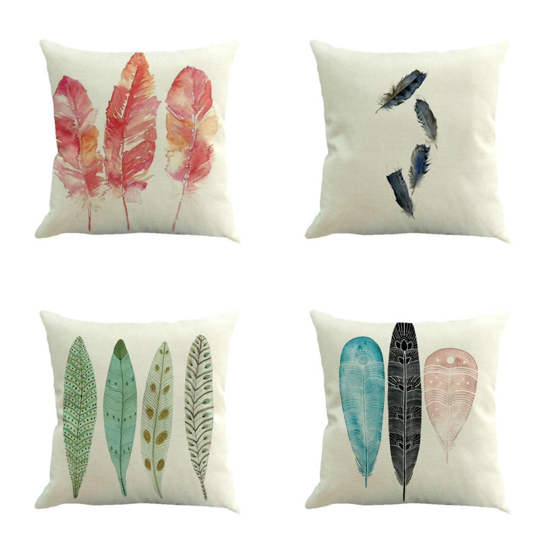 Feather and cotton pillowcase Feather Painting Linen Cushion Cover Throw Pillow Case Sofa Home Decor 7#P7, Blue
Feather and cotton pillowcase Feather Painting Linen Cushion Cover Throw Pillow Case Sofa Home Decor 7#P7, Blue