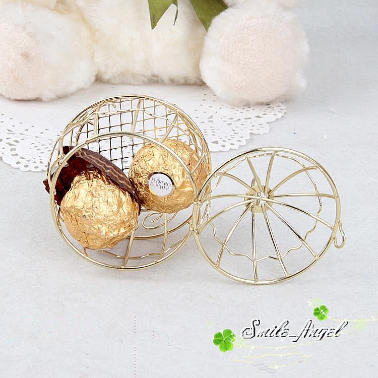 Wedding Favor Box European creative Gold Matel Boxes romantic wrought iron birdcage wedding candy box tin box wholesale Wedding Favors