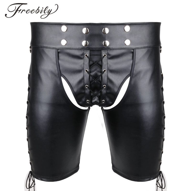 Sexy lingerie New Hot Black Mens Latex PVC Bondage Open Cortch Shorts Gothic Gay Men Faux Leather Lace Up Exotic Pants
Sexy lingerie New Hot Black Mens Latex PVC Bondage Open Cortch Shorts Gothic Gay Men Faux Leather Lace Up Exotic Pants