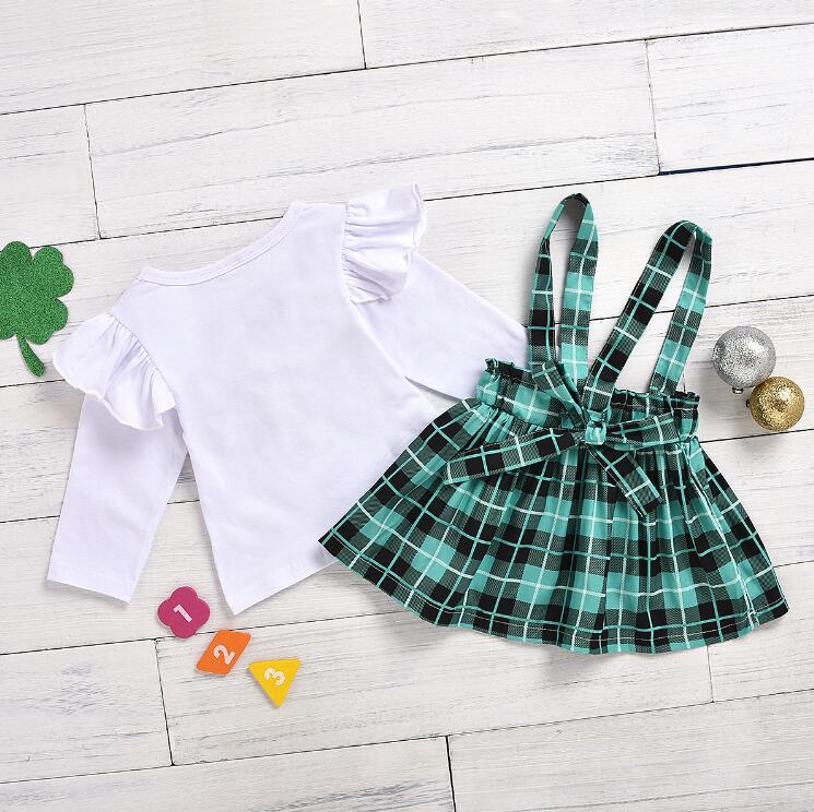 2PCS Set Toddler Kids Baby Girls Outfits Clothes Letter T- Shirt Top+Strap Skirt Girls Clothing Sets & Outfits Fashion & Cheap Sets BY0826