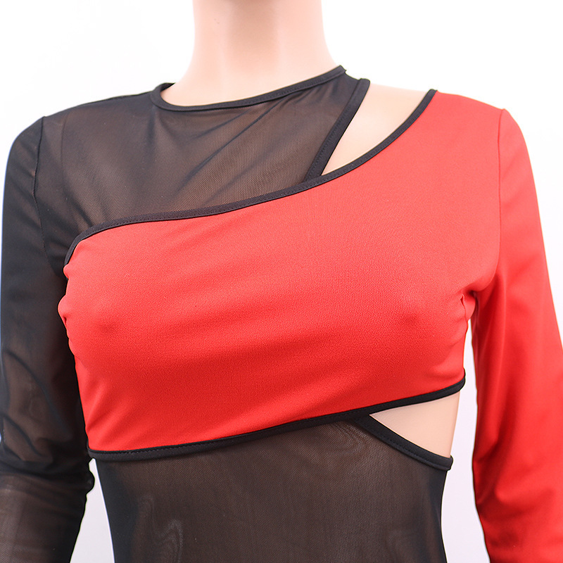 2 Piece Joggers Tracksuit Long Sleeve Mesh Hollow Out Bandage Bodysuit+Pencil Pants Matching Sets Jogging Femme Plus Size S-XXL