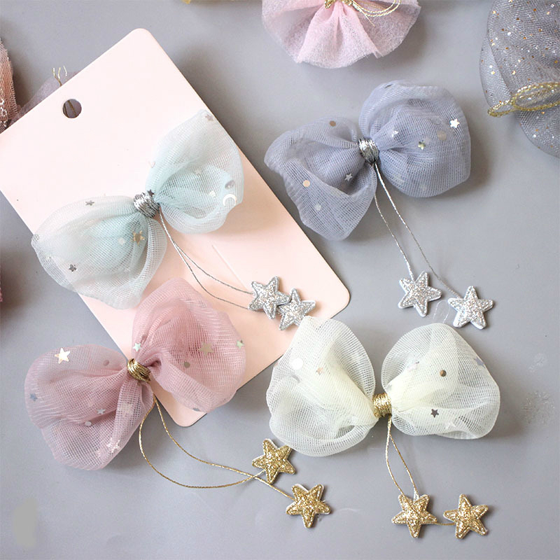 children's hair accessories star yarn hanging little star tassel bow hair clip girl's headdress, Green
children's hair accessories star yarn hanging little star tassel bow hair clip girl's headdress, Green