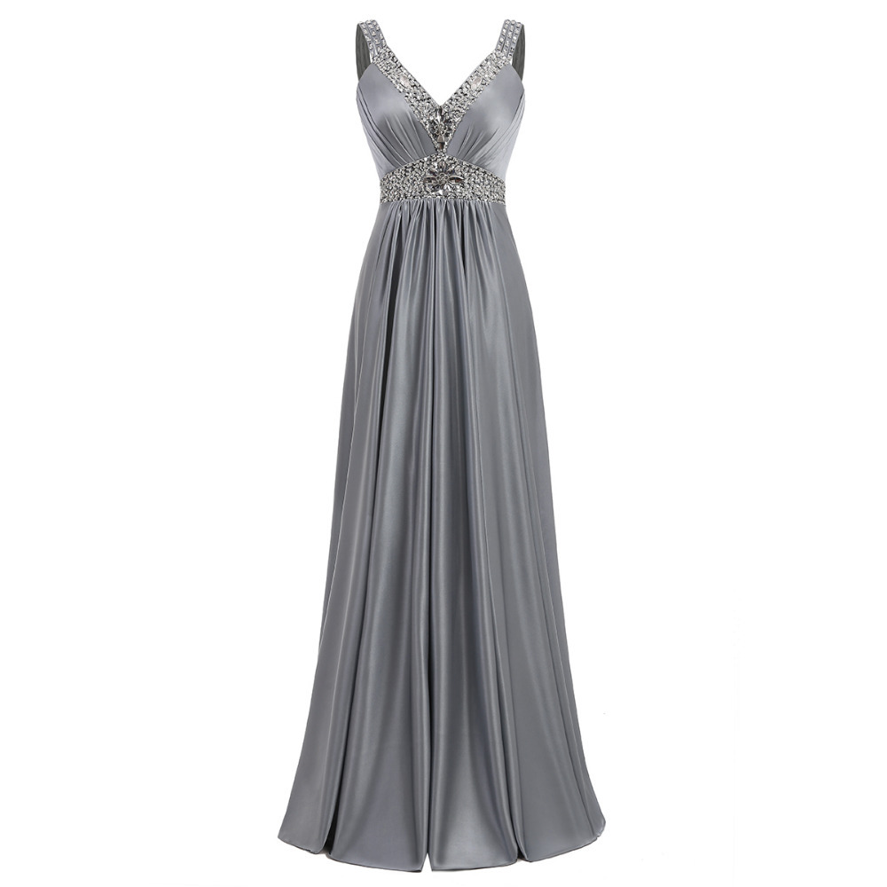 Beaded V Neck Satin Bridesmaid Dresses 2019 Floor Length Prom Gowns Lace Up Party Dress Gray
Beaded V Neck Satin Bridesmaid Dresses 2019 Floor Length Prom Gowns Lace Up Party Dress Gray