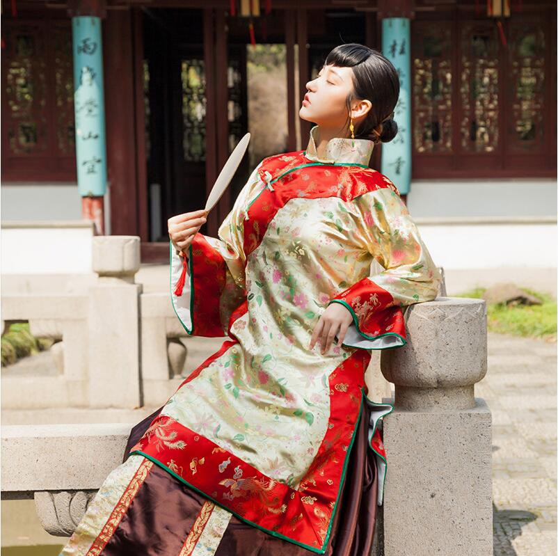 China Qing Dynasty Women's Clothes Traditional Chinese Old-fashioned Dress Miss Lady Performing Dresses High End Hanfu Apparel
