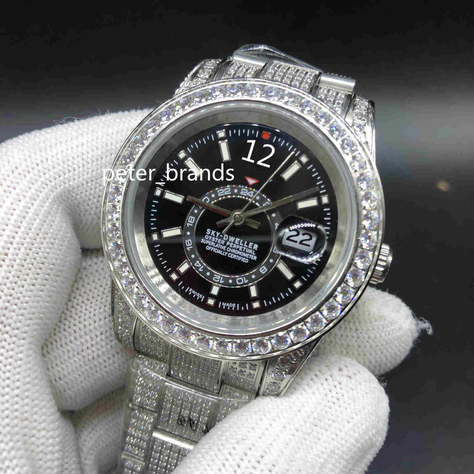 Full Diamond SKY Watch 40MM Luxury Iced Out Watch Automatic Men Silver Stainless case black face Waterproof Stainless Set Diamond
Full Diamond SKY Watch 40MM Luxury Iced Out Watch Automatic Men Silver Stainless case black face Waterproof Stainless Set Diamond