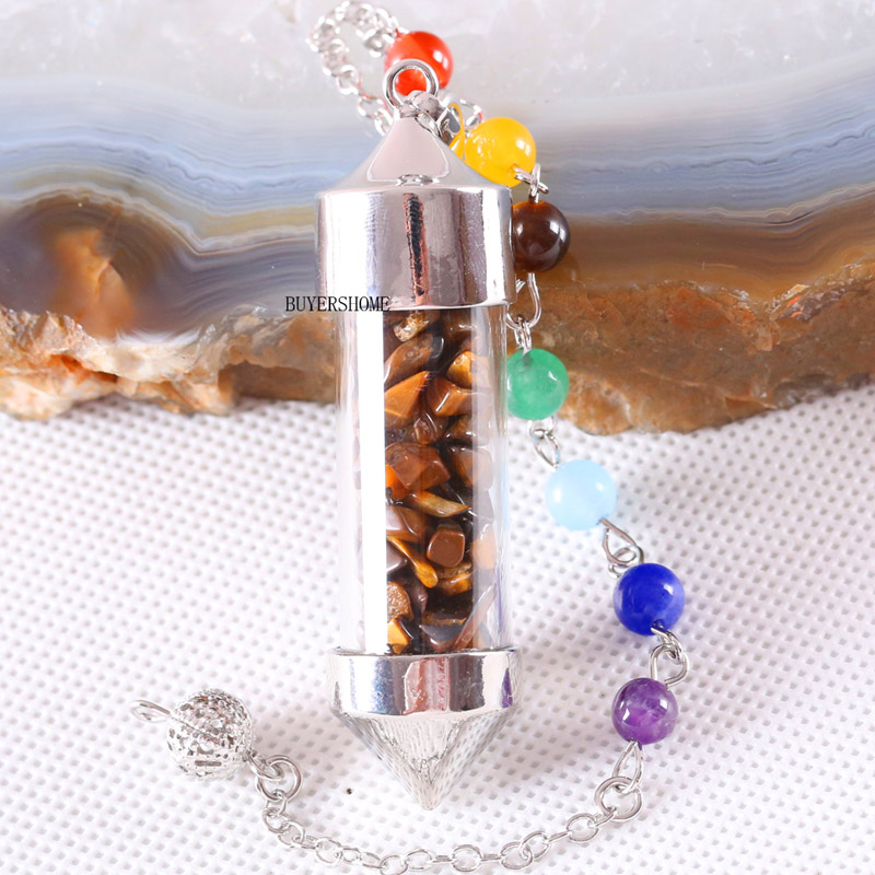 7 Chakra Wishing Bottle Pendulum Reiki Natural Chip Stone Tiger's Eye Pendant Necklace for Women Men Divination Amulet K615
7 Chakra Wishing Bottle Pendulum Reiki Natural Chip Stone Tiger's Eye Pendant Necklace for Women Men Divination Amulet K615