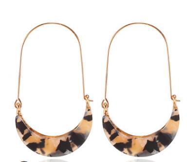 European and American new earrings creative alloy crescent acrylic acetate leopard plate earrings big ear hook earrings WY711