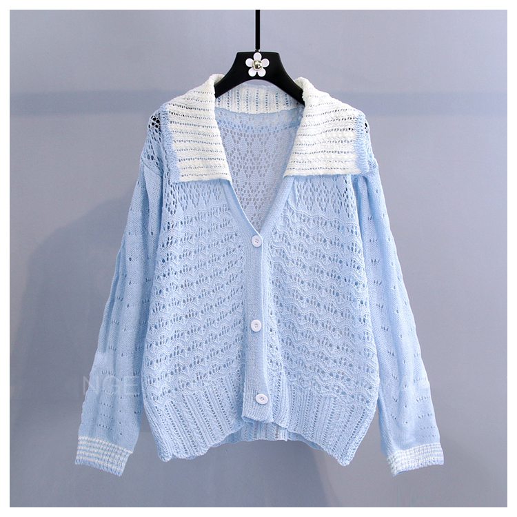 Summer Sweet Knitted Sweater Cardigans Female Hollow Out Single Breasted Thin Jacket For Women Summer Knitted Coat, Blue
Summer Sweet Knitted Sweater Cardigans Female Hollow Out Single Breasted Thin Jacket For Women Summer Knitted Coat, Blue