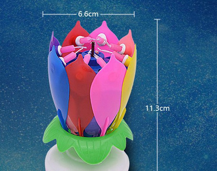 Musical Birthday Cake Candle Lotus Flower Floral Rotating candle Lotus Sparkling Flower Candles Cake Accessory Gift KKA79553151063