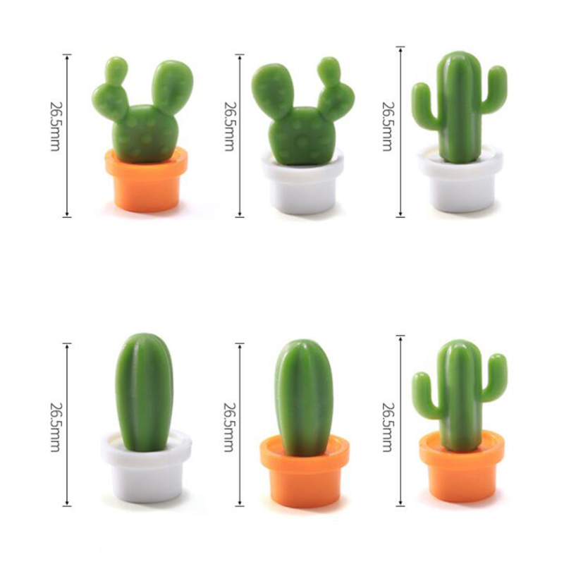 Cactus Fridge Magnets Cute Succulent Plant Magnet Button Cactus Refrigerator Message Sticker Magnet 6Pcs/Set