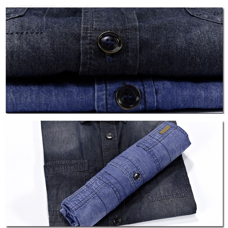 ICPANS Plus Size XXXL 4XL Denim Shirts Men Solid High Quality Short Sleeve Jeans Shirt Casual Shirts Loose Summer 2020