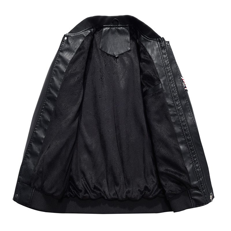 AFS Autumn Winter Embroidery Leather Jacket Men Thick Fleece PU leather Coat Stand Collar Baseball Jacket Men Plus Size 4XL D19010903