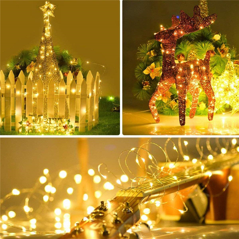 Solar String Lights LED Fairy Lighting Copper Wire 8 Modes Outdoor Strip Deorative Lamp for Patio, Gate, Yard, Party, Christmas Waterproof