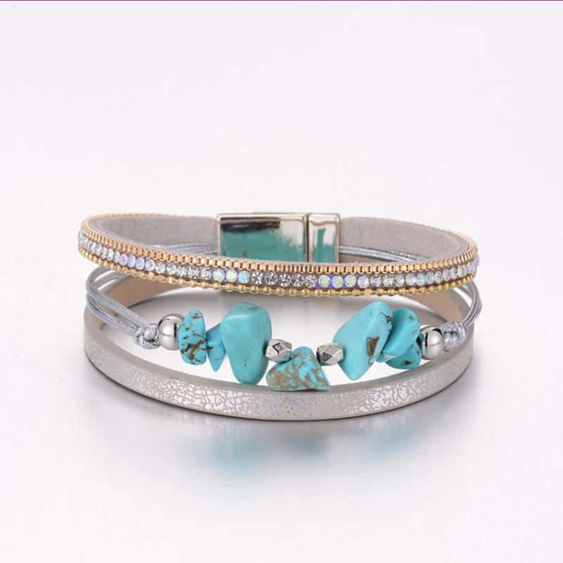 Beaded, Strands Silver Plated Layer Irregular Shape Green Turquoises Stone Handmade Weave Leather Bracelet With Rhinestone Jewelry
Beaded, Strands Silver Plated Layer Irregular Shape Green Turquoises Stone Handmade Weave Leather Bracelet With Rhinestone Jewelry