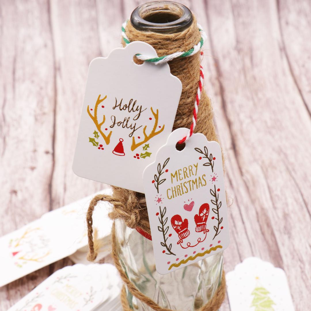 Merry Christmas DIY Unique Gift Tags JOY TO WORLD tag Small Card Optional String DIY Craft Label Party Decor