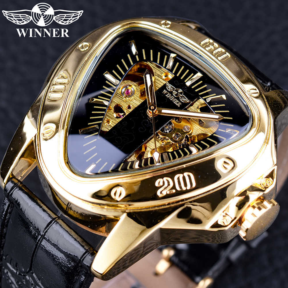 Winner Steampunk Fashion Triangle Golden Skeleton Movement Mysterious Men Automatic Mechanical Wrist Watches Top Brand Luxury CJ191213, Gmt996-2
Winner Steampunk Fashion Triangle Golden Skeleton Movement Mysterious Men Automatic Mechanical Wrist Watches Top Brand Luxury CJ191213, Gmt996-2