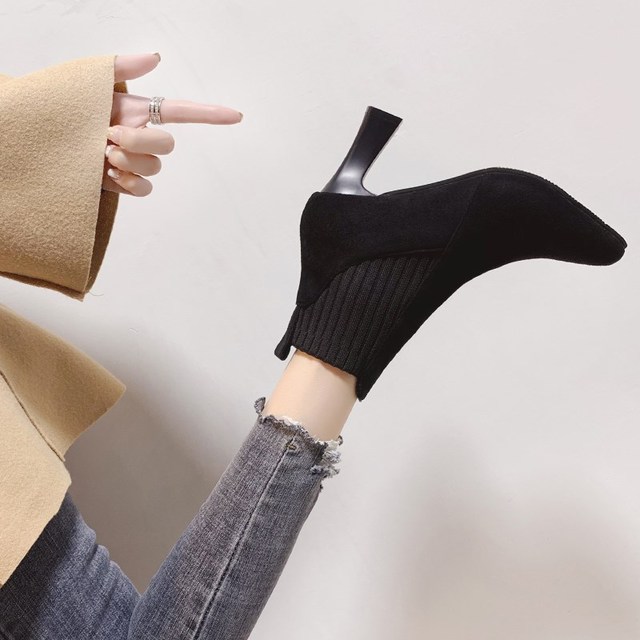 Fashion Pointed Toes Suede Sock Boots Black Stretch Sexy Ankle Boots for Women High Heel Luxury Shoes Woman Designers Booties
Fashion Pointed Toes Suede Sock Boots Black Stretch Sexy Ankle Boots for Women High Heel Luxury Shoes Woman Designers Booties