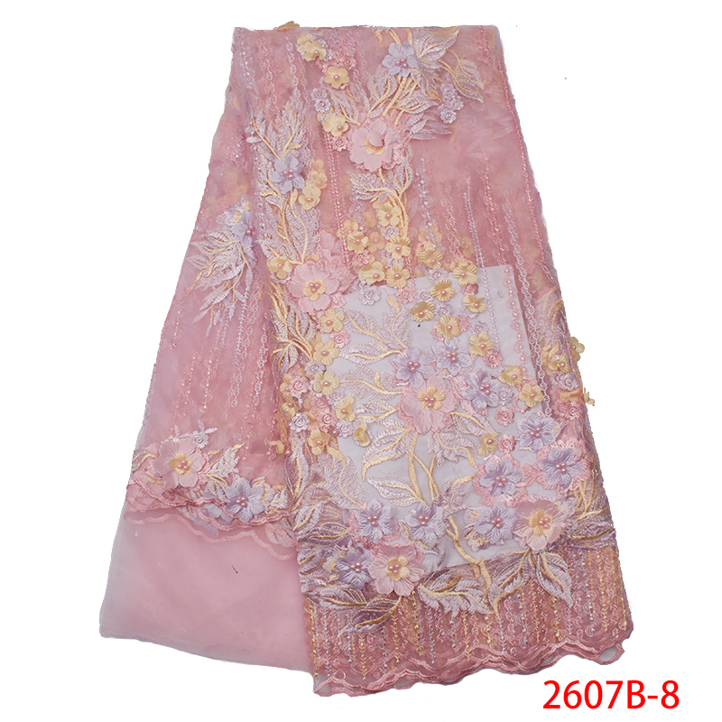Best Selling african lace fabric 3d laces 2020 high quality french lace embroidered tulle net applique with beads KS2607B-8
Best Selling african lace fabric 3d laces 2020 high quality french lace embroidered tulle net applique with beads KS2607B-8