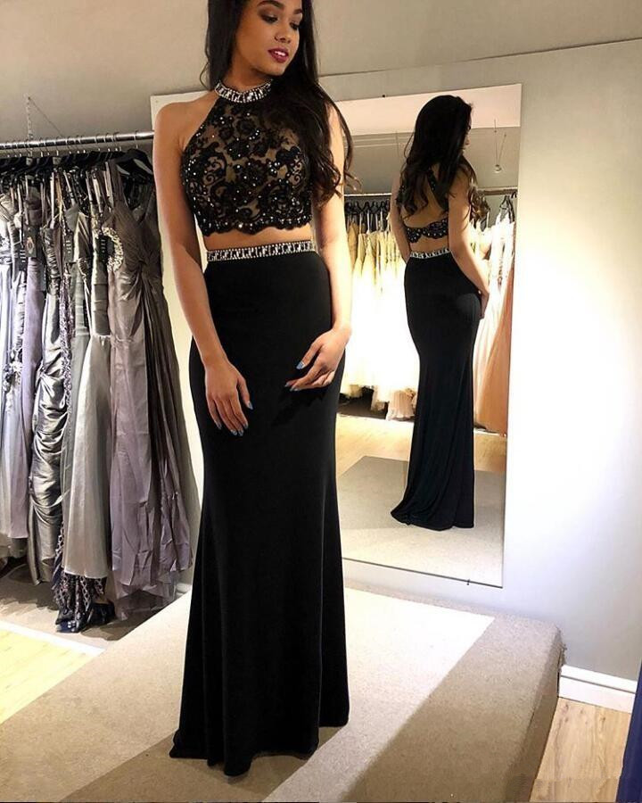Two Piece Halter Neck Mermaid Prom Dresses Open Back Evening Dresses Beading Crystal Floor Length Party Gown With Lace robes de mariée, Same as image
Two Piece Halter Neck Mermaid Prom Dresses Open Back Evening Dresses Beading Crystal Floor Length Party Gown With Lace robes de mariée, Same as image