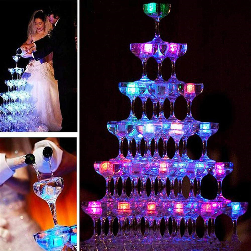 LED Ice Cubes DIY Colorful Mini LED Party Lights Crystal Cube Water-Actived Light-up LED Glow Light Drinking Wine Wedding Party Decoration