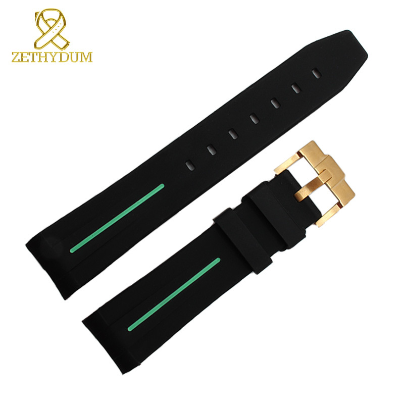 Watch Bands Silicone Rubber bracelet 20mm 21mm watchband sport watch strap curved end wristband waterproof accessories belt green watch band