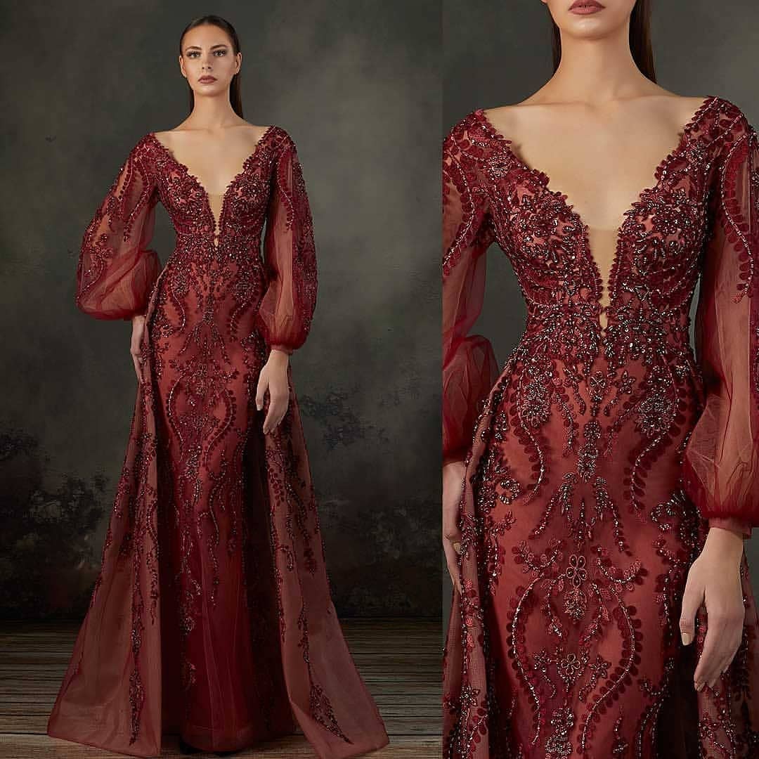 2020 Arabic Aso Ebi Burgundy Lace Beaded Evening Dresses Deep V-neck Mermaid Prom Dresses Long Sleeves Formal Party Second Reception Gowns, Water melon
2020 Arabic Aso Ebi Burgundy Lace Beaded Evening Dresses Deep V-neck Mermaid Prom Dresses Long Sleeves Formal Party Second Reception Gowns, Water melon