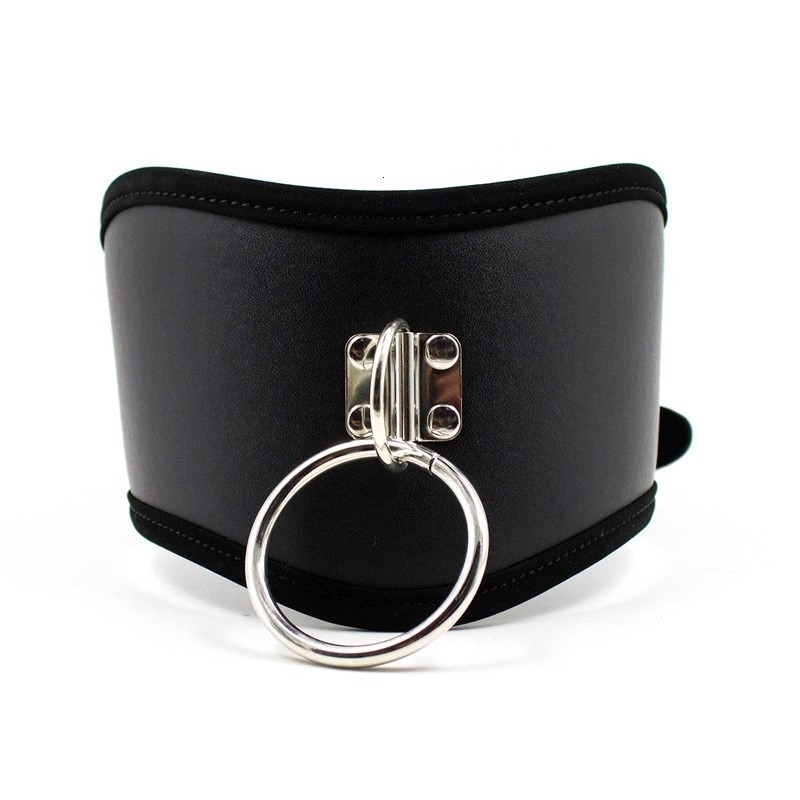 Black PU Leather Posture Neck Collar Bondage Restraint Belt Slave Fetish Bondage Neck Strap Harness Sex Toys For Couples Y18102405