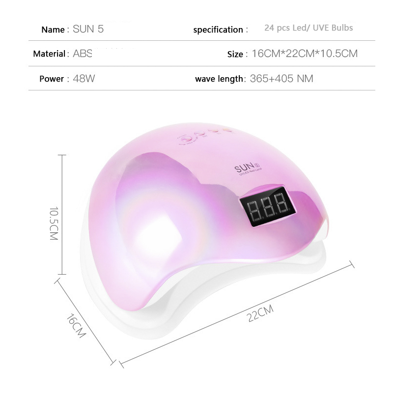 SUN5 48W Dual UV LED Nail Lamp Nail Dryer Gel Polish Curing Light with Bottom 30s/60s Timer LCD display LY191228