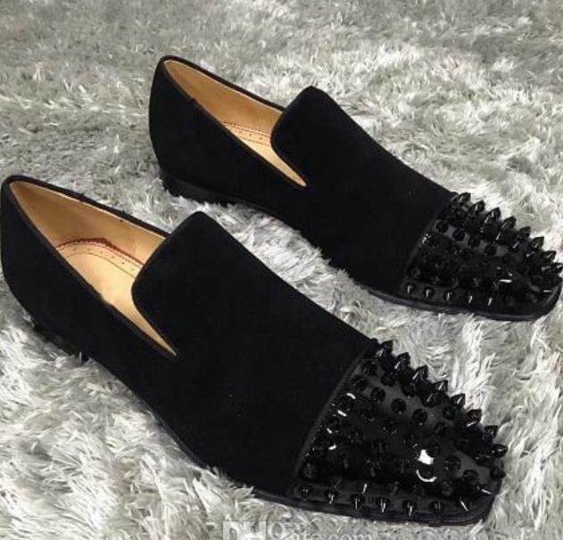 Marque Rouge Bas Nouveau Parti Robe Slip mariage sur Mocassins Chaussures Homme Pissenlit Tassel espadrille cuir verni noir Chaussures Robe Suede