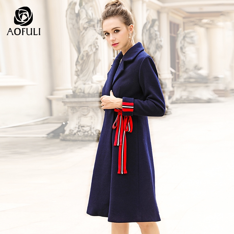 AOFULI ~ XXL Runway Style Woolen Women Coat With Stripe Ribbon Bow Winter X-long Blue Overcoat Stylish Tops B6191
AOFULI ~ XXL Runway Style Woolen Women Coat With Stripe Ribbon Bow Winter X-long Blue Overcoat Stylish Tops B6191