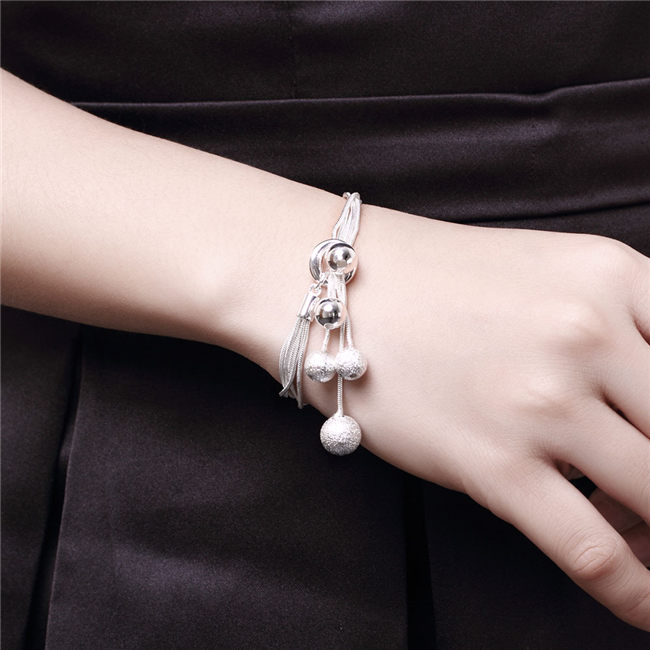 Hot sale gift 925 silver Small O Hanging light bead bracelet DFMCH243, Brand new sterling silver plated Chain link bracelets high grade